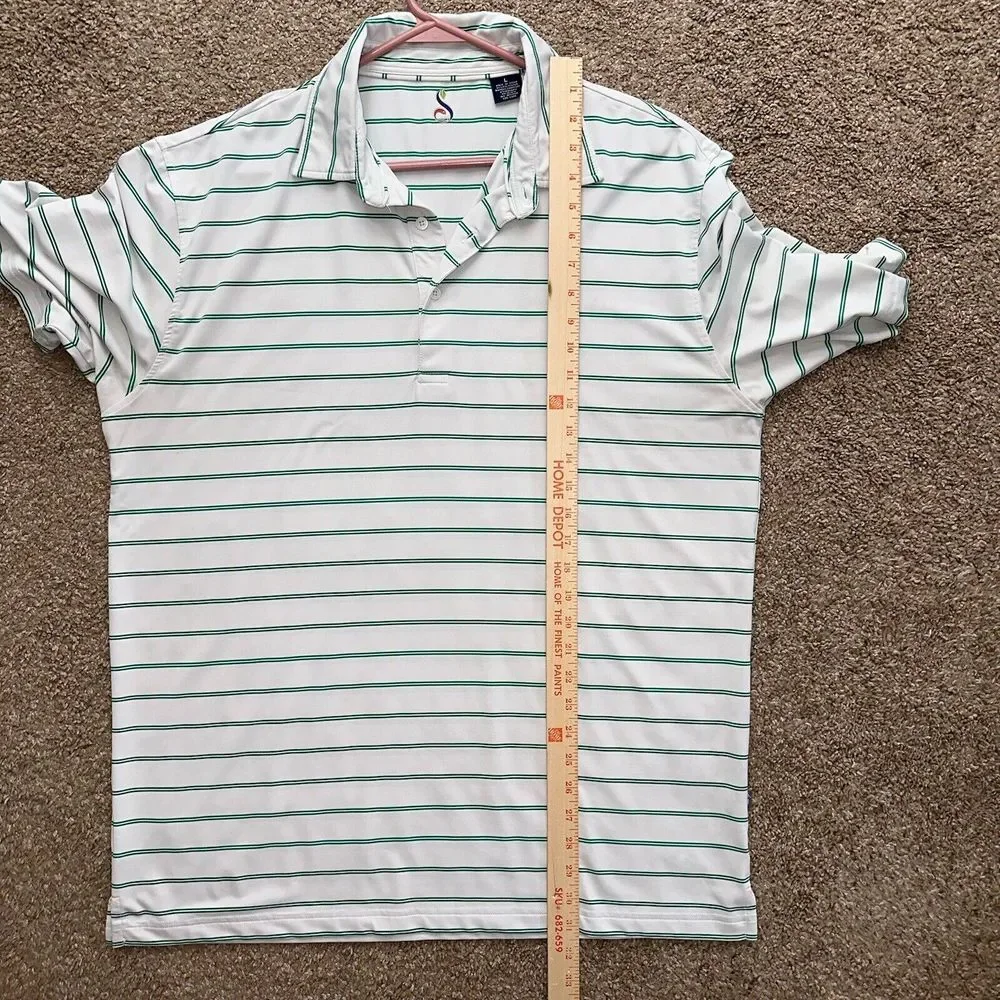 Streamsong Golf Resort Polo Shirt Light Green White Striped Men's‎ Large EUC - Picture 6 of 6
